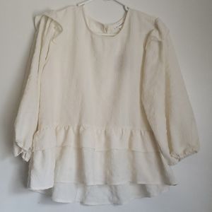 Blu Pepper Textured Ruffle Blouse Top